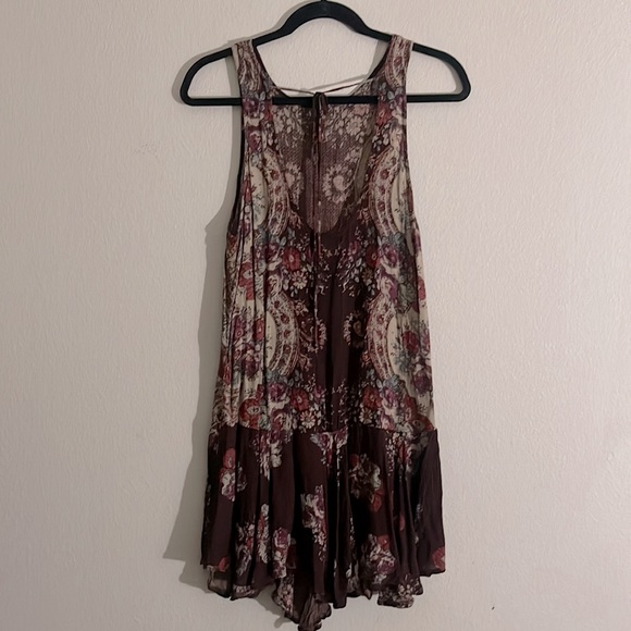 Free People Intimately Dobby Dot Slip Tunic/Mini Dress Sz. S Burgundy and Tan. - Picture 3 of 11